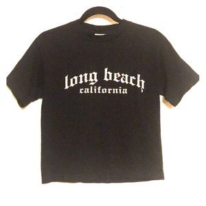Long Beach California crop style black/white t-shirt